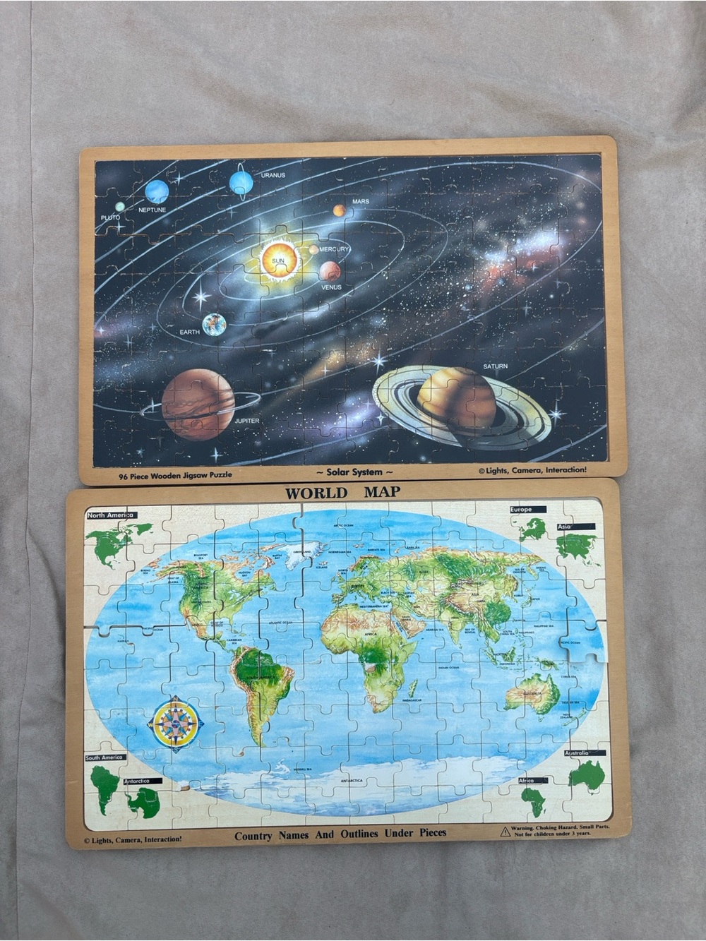 🧩 2 Melissa & Doug 9 planetSolar System World Map Wooden Jigsaw puzzle 11.5 x 18